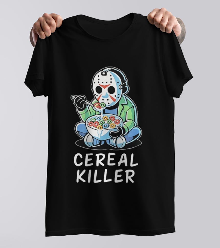 Jason Voorhees Eating Cereal Cereal Killer T-Shirt