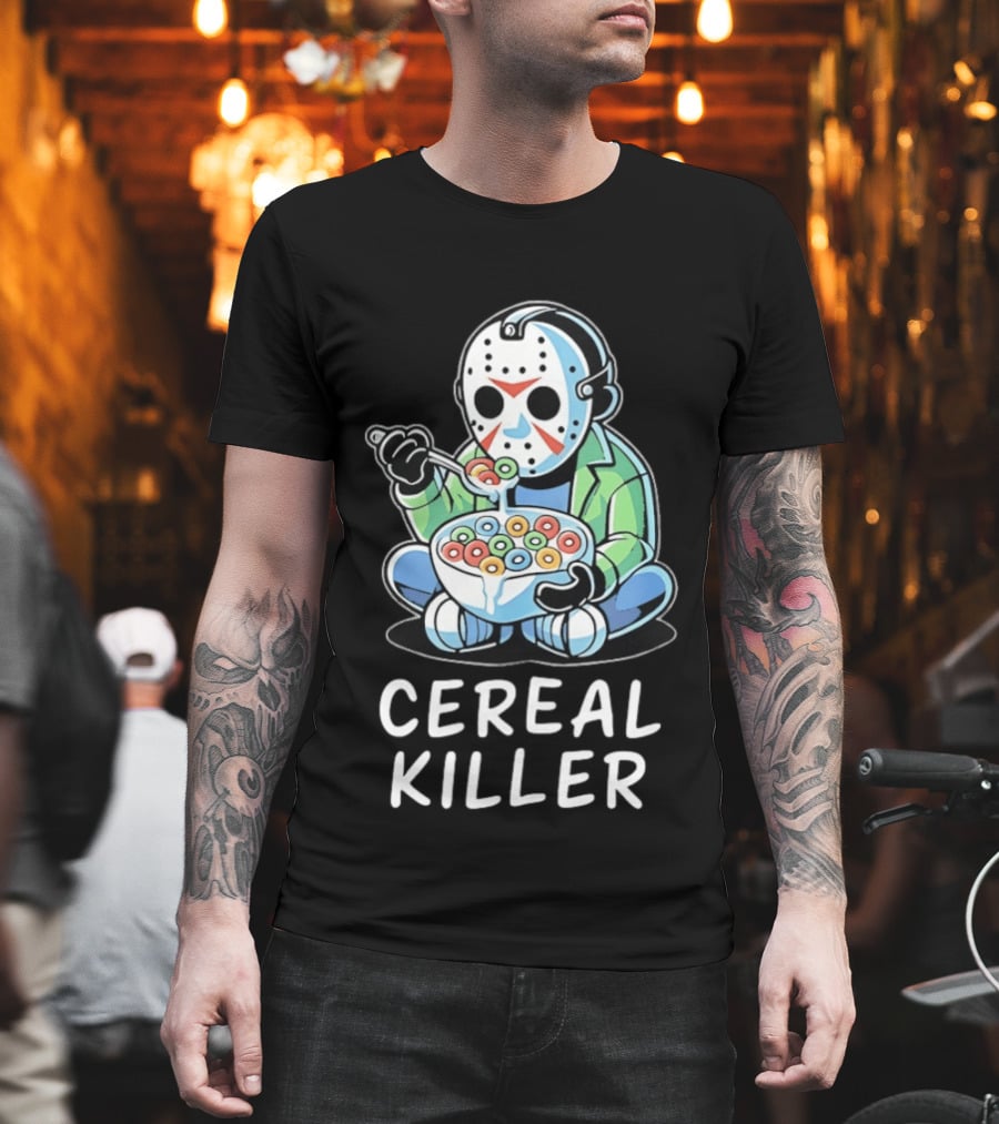 Jason Voorhees Eating Cereal Cereal Killer T-Shirt
