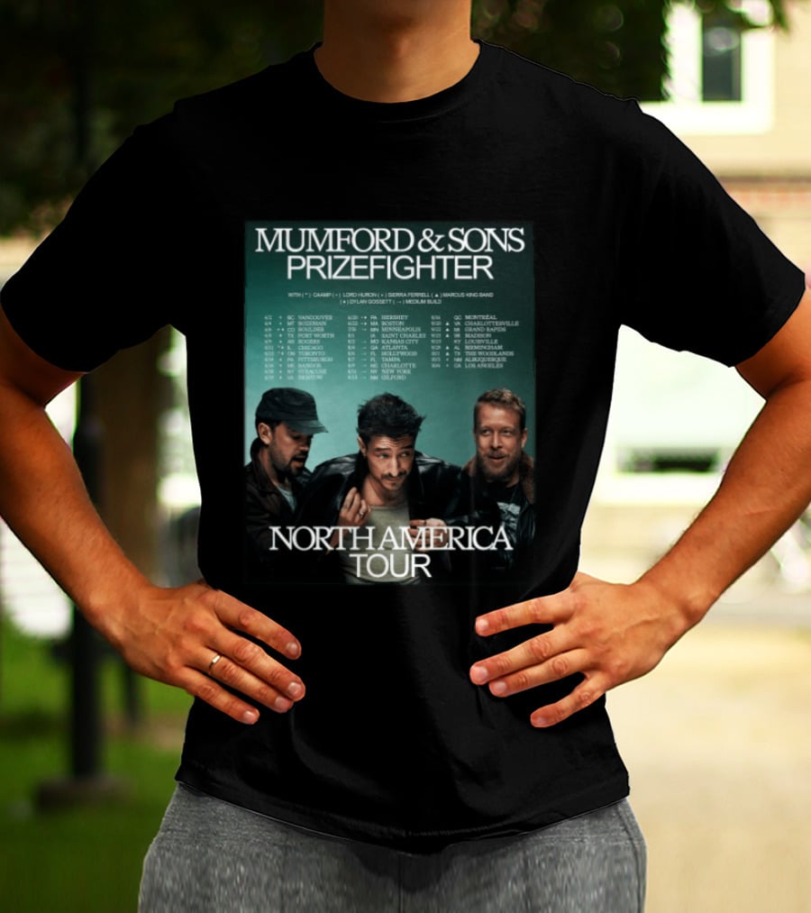 Mumford And Sons Prizefighter North America Tour 2026 City Dates Vancouver Montreal Austin T-Shirt