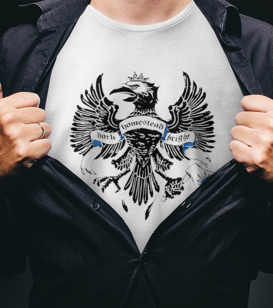 Dark Homestead Bright Eagle Crest Emblem Banner T-Shirt