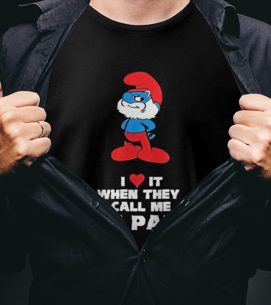Smurfs I Love It When They Call Me Big Papa Red Blue Heart T-Shirt