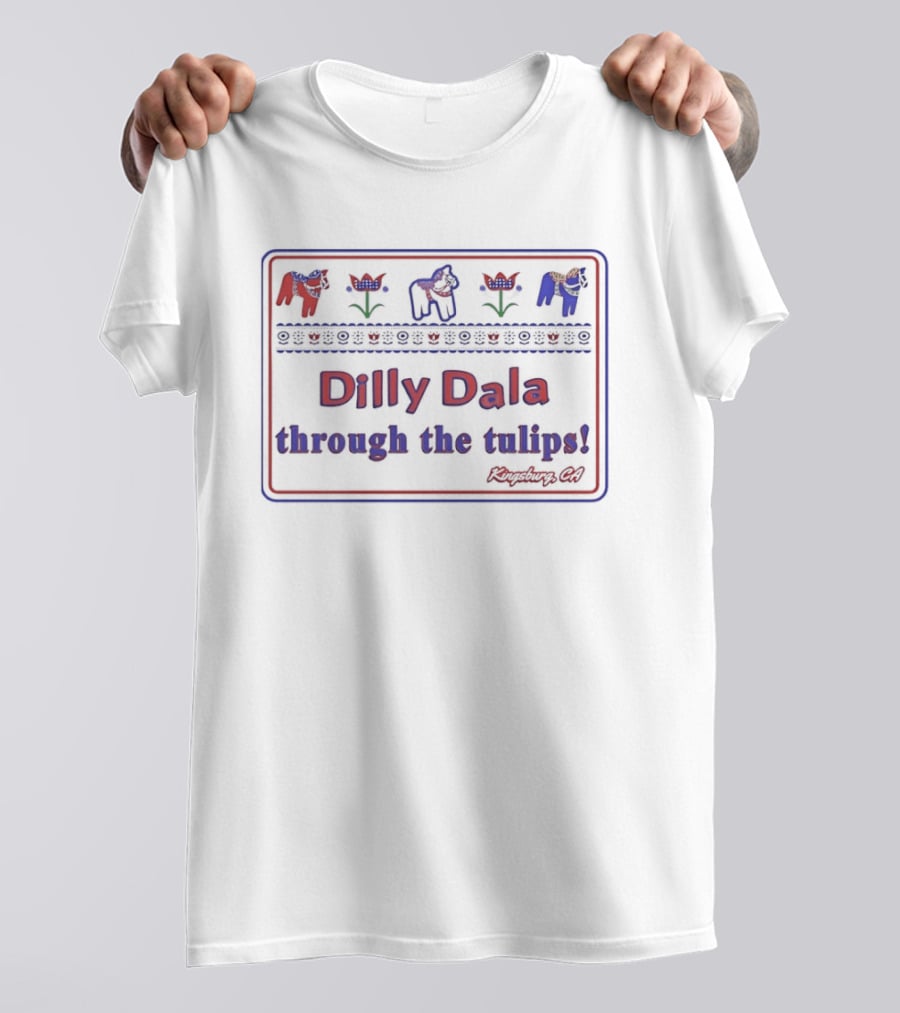 Dilly Dala Through The Tulips Trotting Horses And Floral T-Shirt