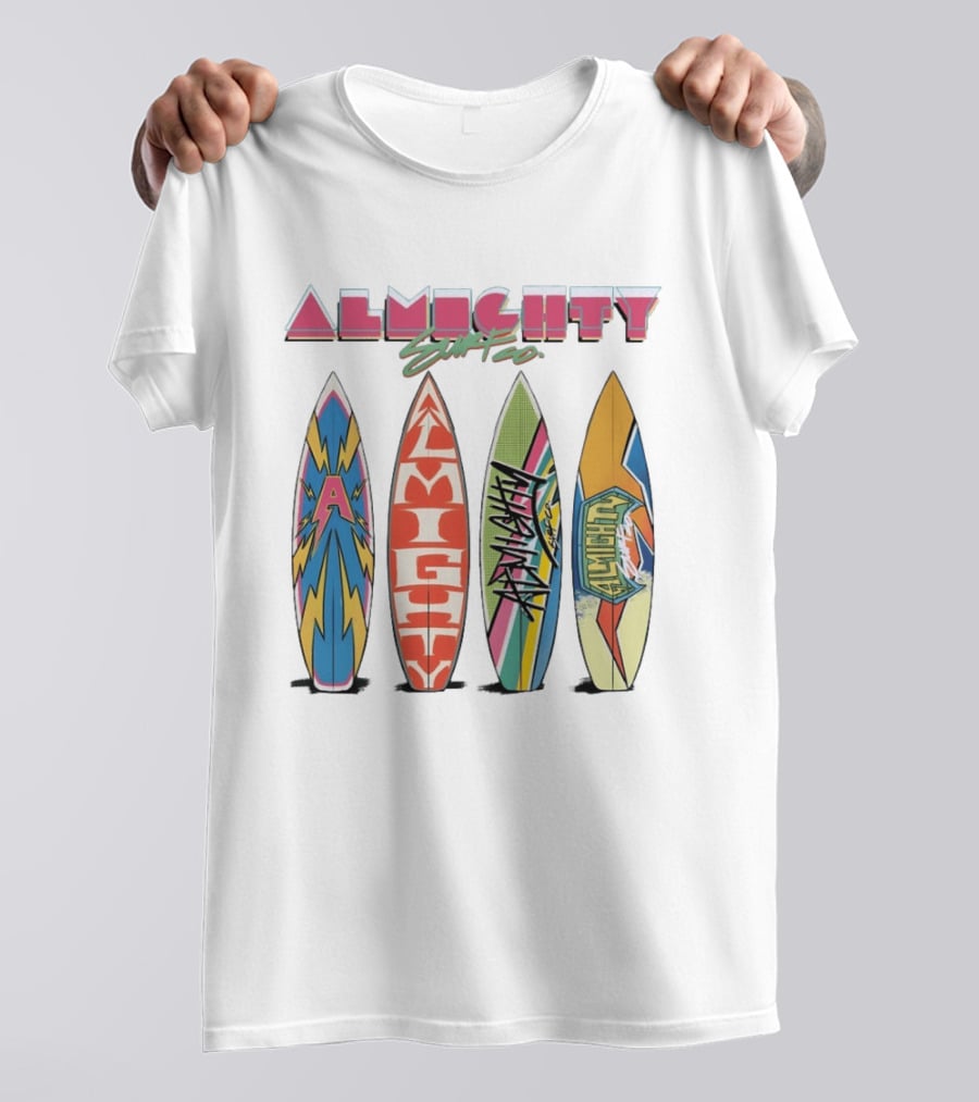 Almighty Surf Co Bold Colorful Surfboards T-Shirt