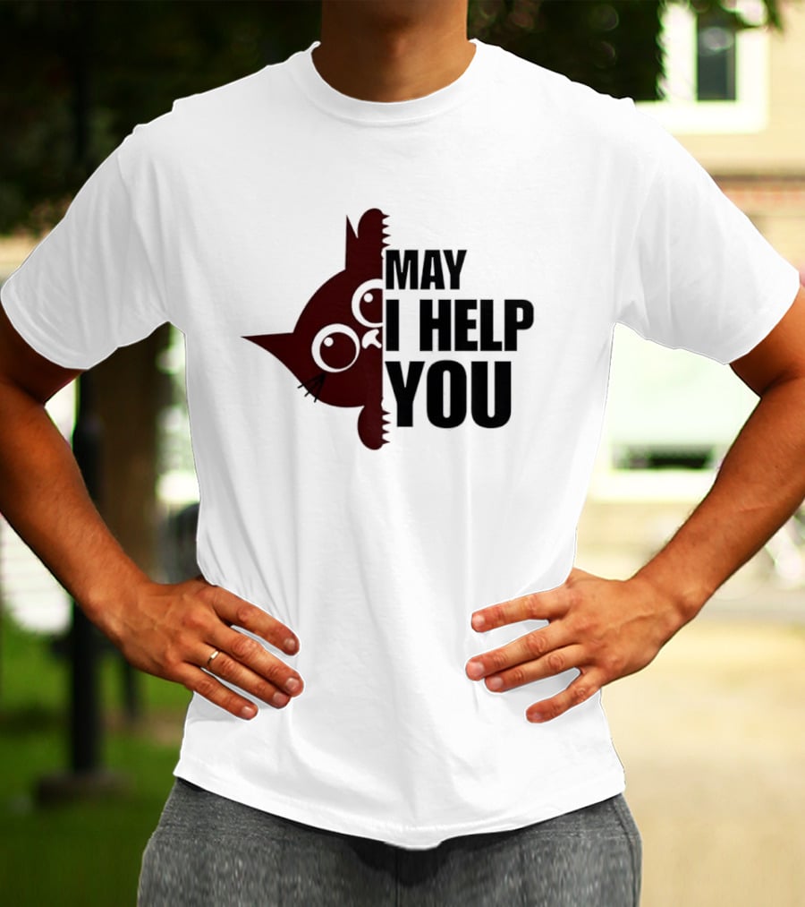Cat May I Help You Cute Feline Expression Peeking T-Shirt