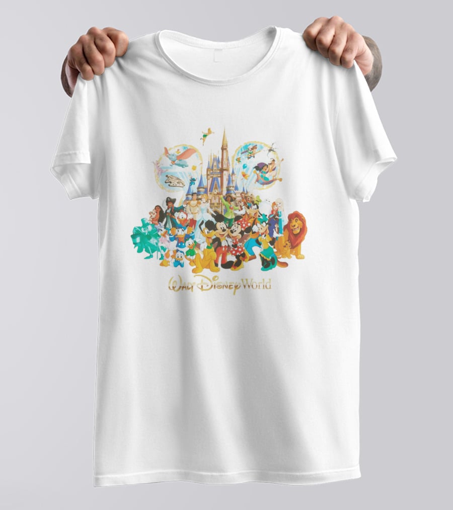 Walt Disney World Mickey Mouse Cinderella Castle Classic Characters Dumbo Tinker Bell Simba Elsa T-Shirt