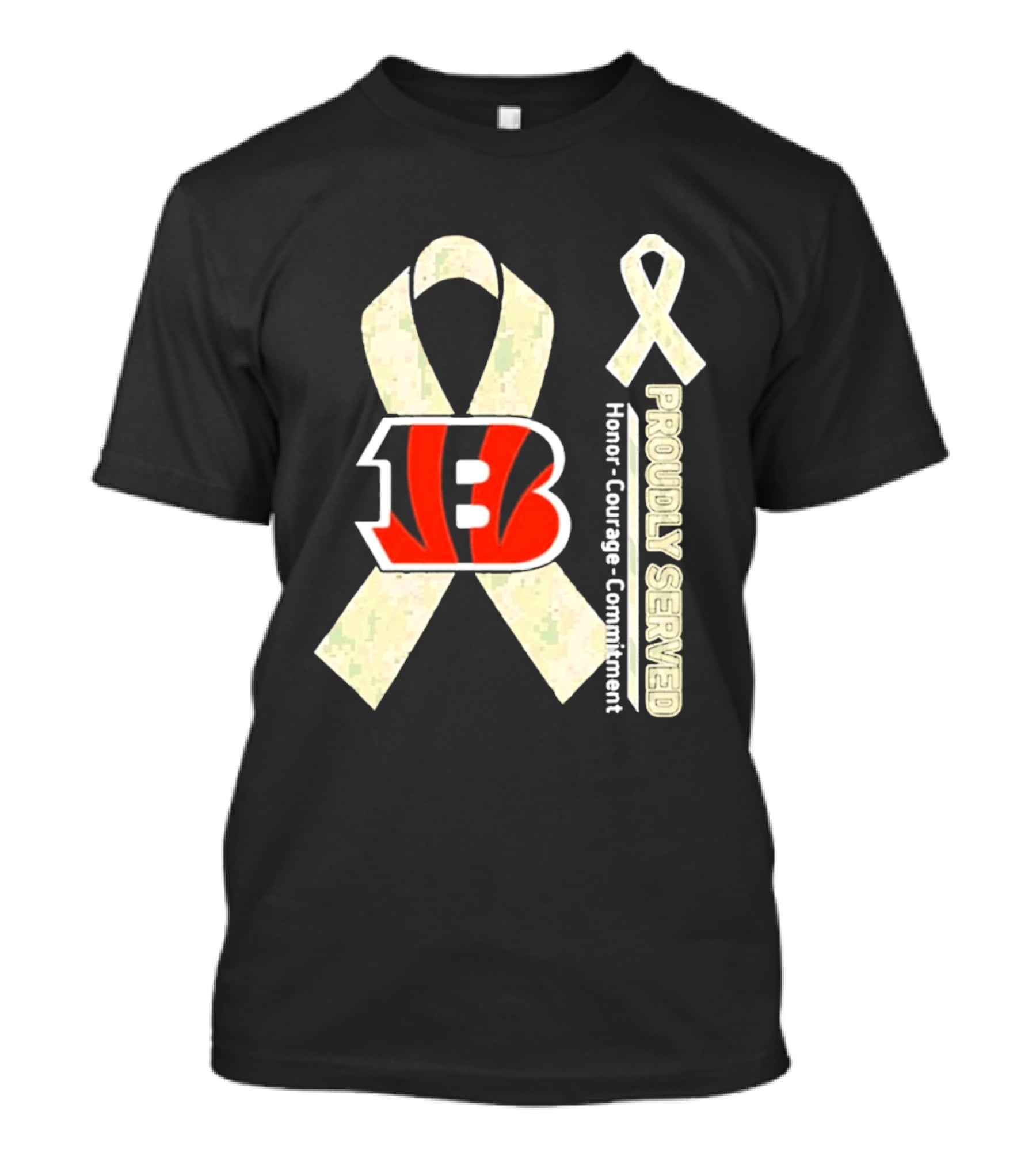 Cincinnati Bengals Honor Courage Commitment Proudly Served Ribbon T-Shirt