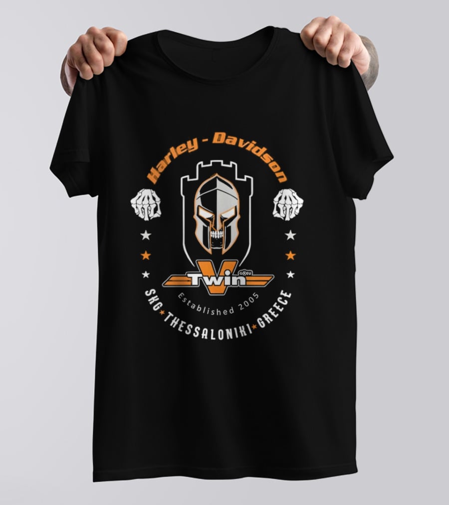 Harley Davidson Twin V Thessaloniki Greece Established 2005 T-Shirt
