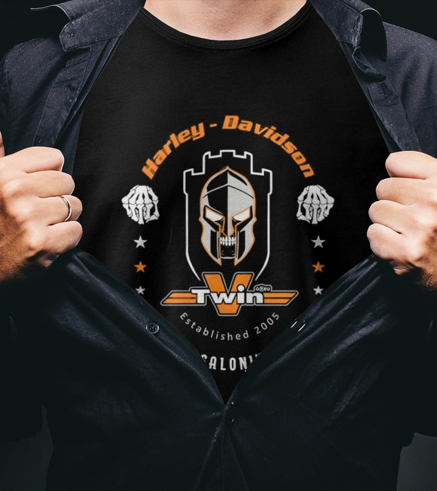 Harley Davidson Twin V Thessaloniki Greece Established 2005 T-Shirt