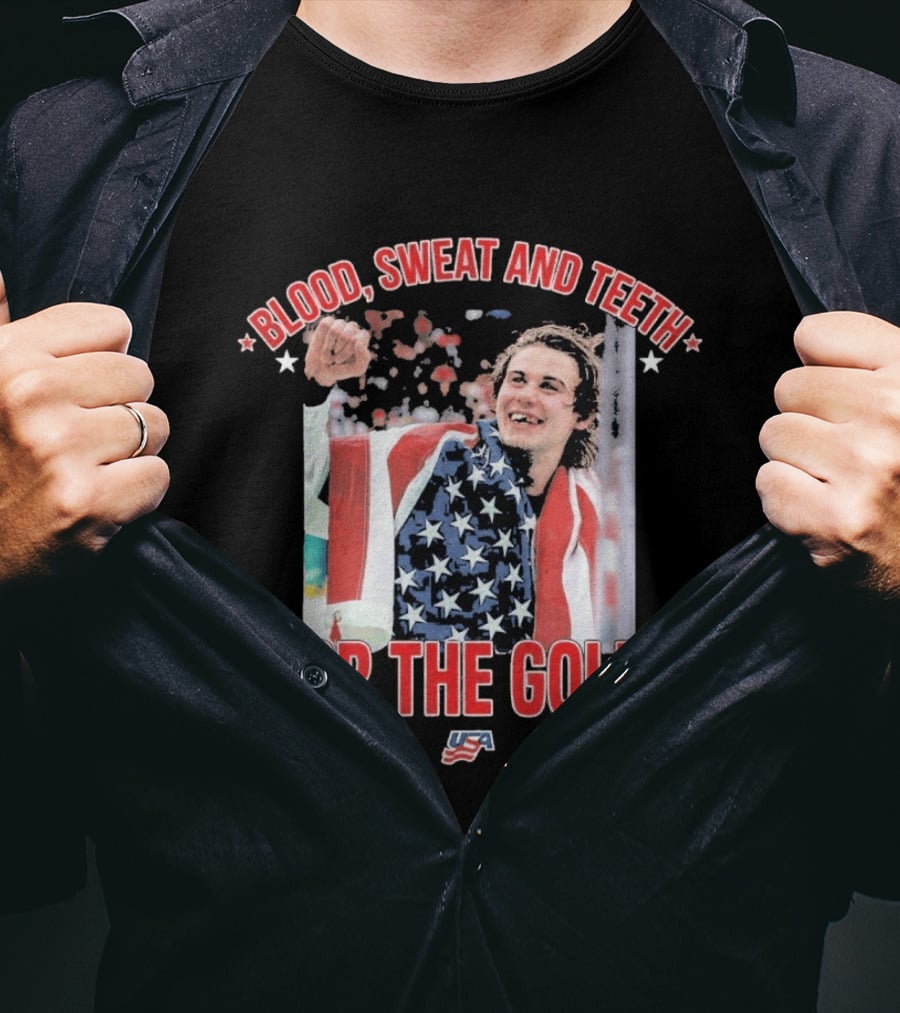 Blood Sweat And Teeth Jack Hughes USA For The Gold T-Shirt