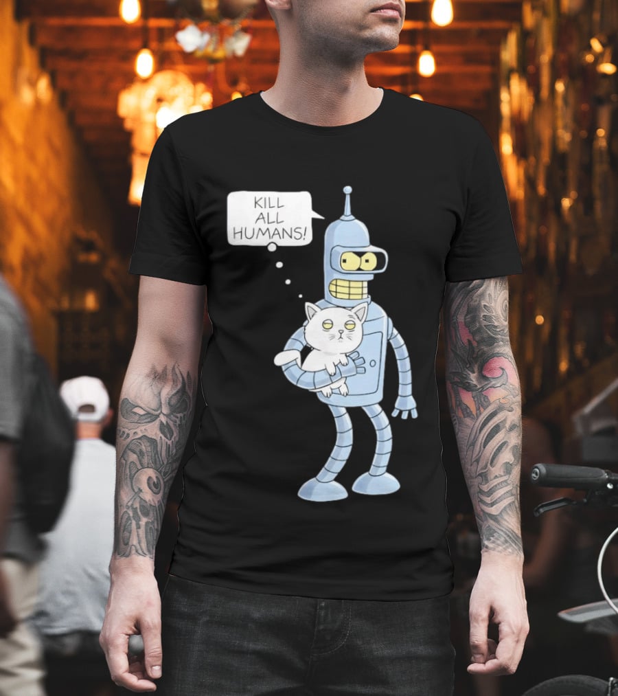 Kill All Humans Bender Cat T-Shirt
