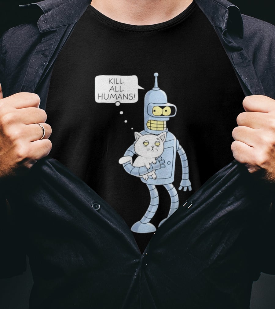 Kill All Humans Bender Cat T-Shirt