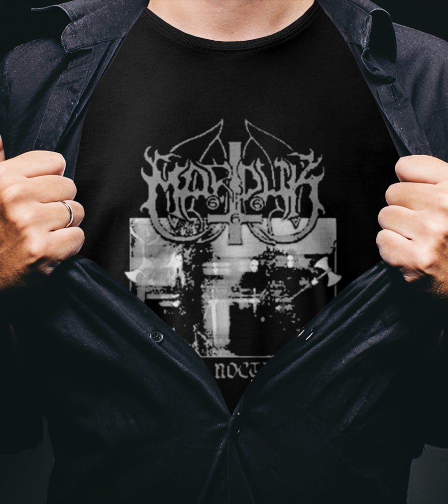 Marduk Opus Nocturne Album Cover With Cross And Inverted Pentagram T-Shirt