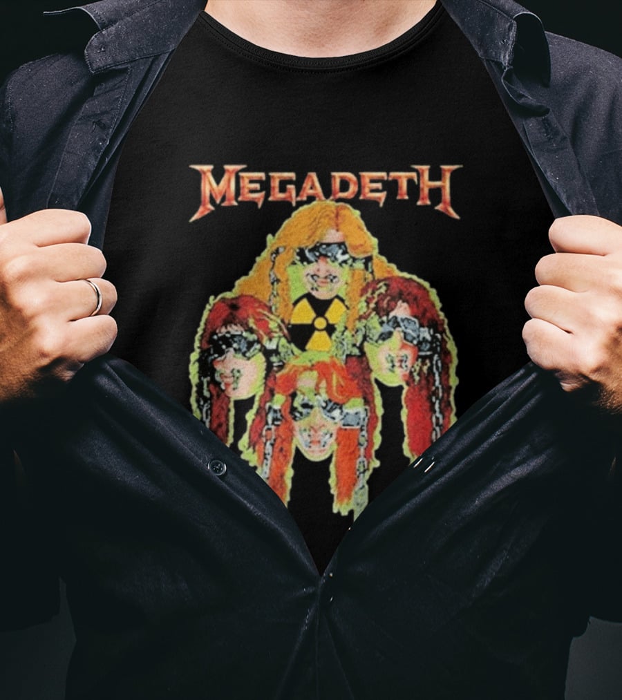 Megadeth Nuclear Glow Radiation Symbol Heads Chains T-Shirt