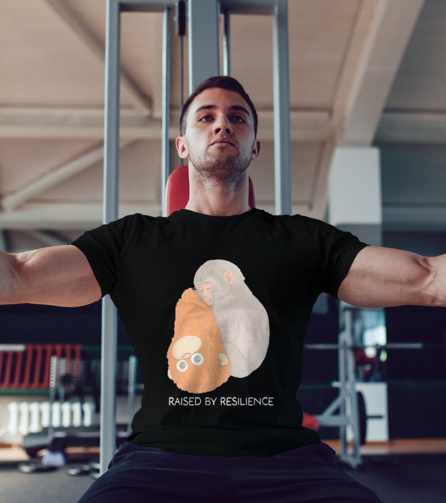 Monkey Cuddling Teddy Raised By Resilience T-Shirt