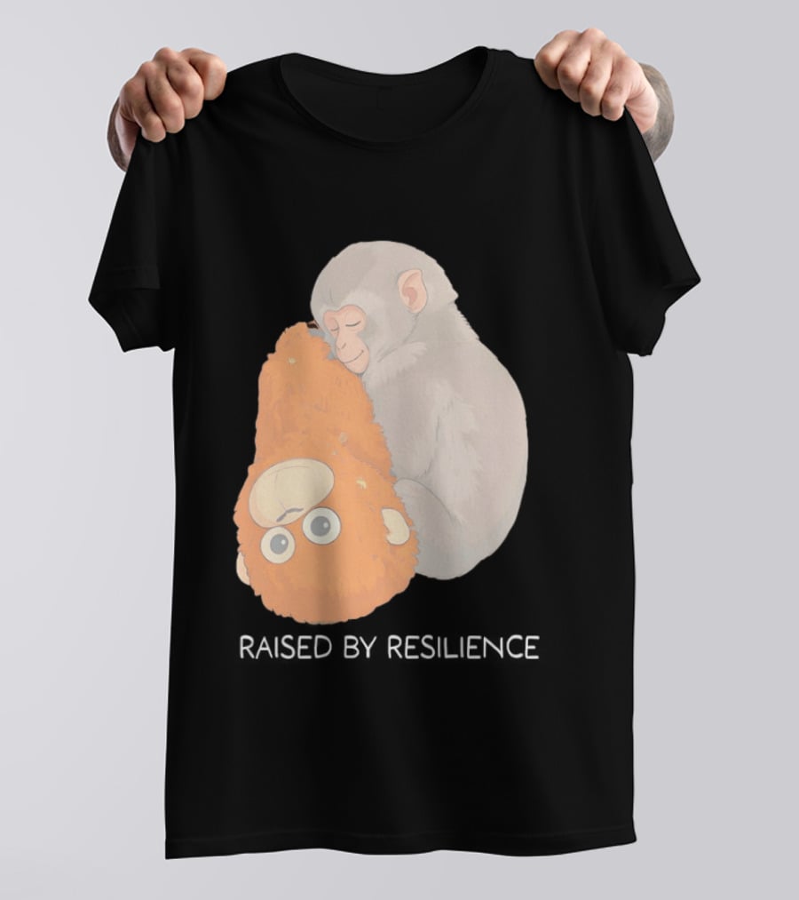 Monkey Cuddling Teddy Raised By Resilience T-Shirt