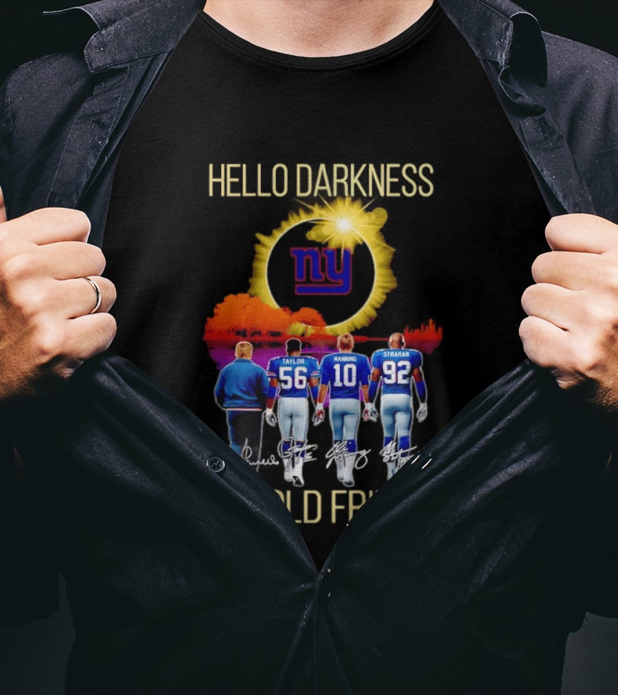 New York Giants Manning Taylor Strahan Hello Darkness NFL T-Shirt