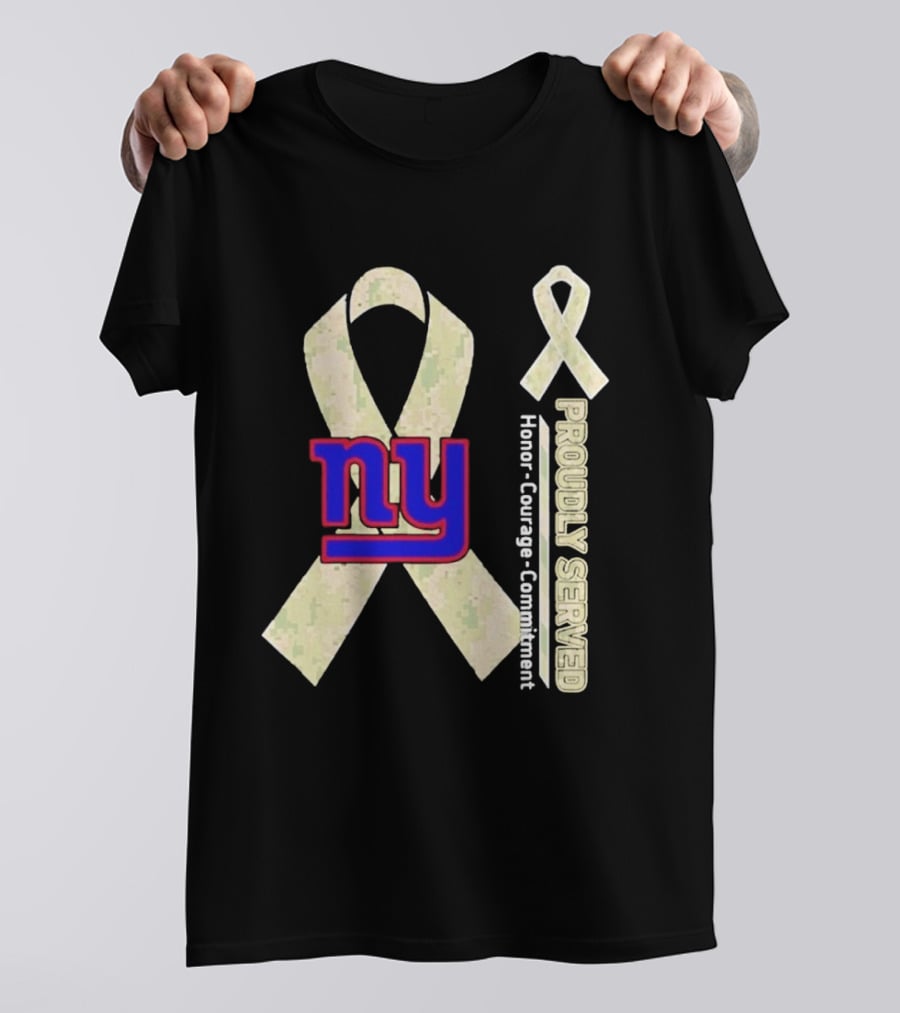 New York Giants NY Ribbon Honor Courage Commitment Proudly Served T-Shirt