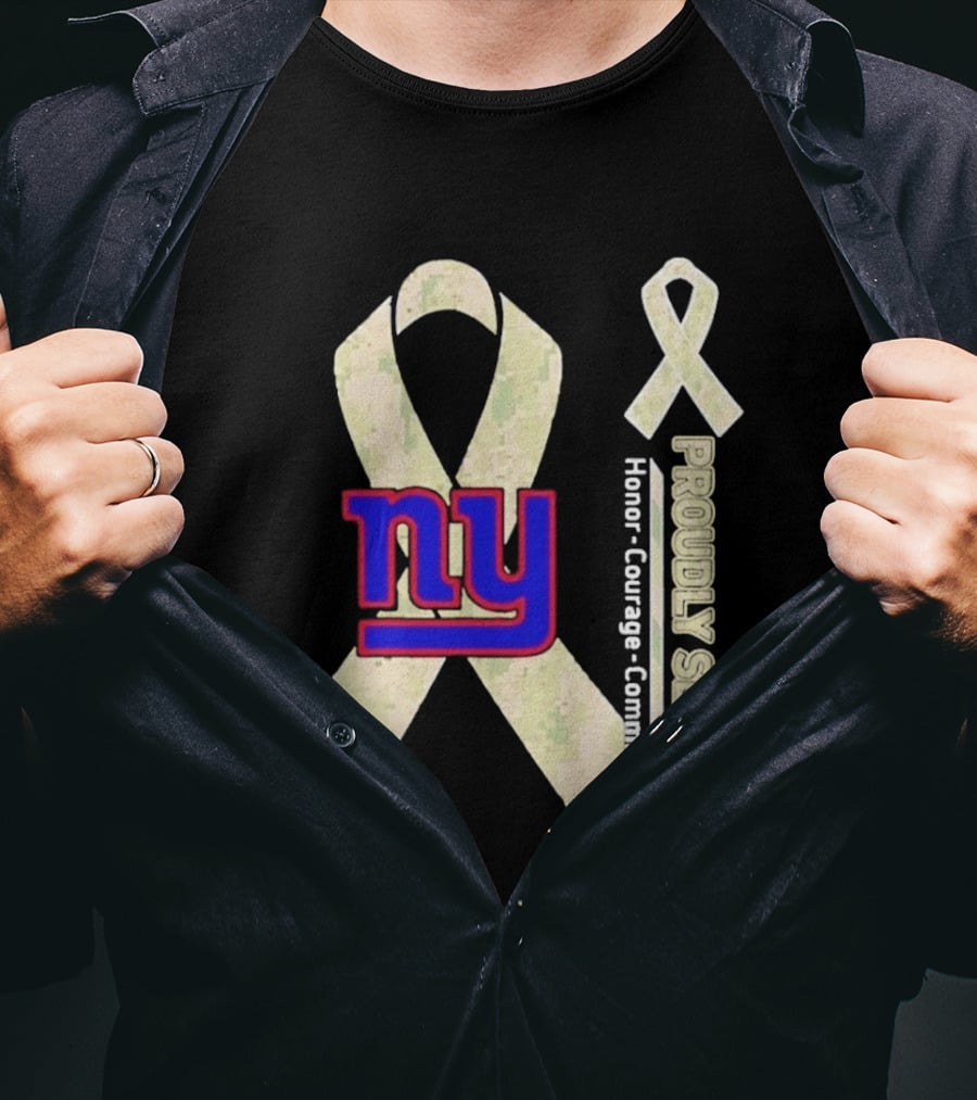 New York Giants NY Ribbon Honor Courage Commitment Proudly Served T-Shirt