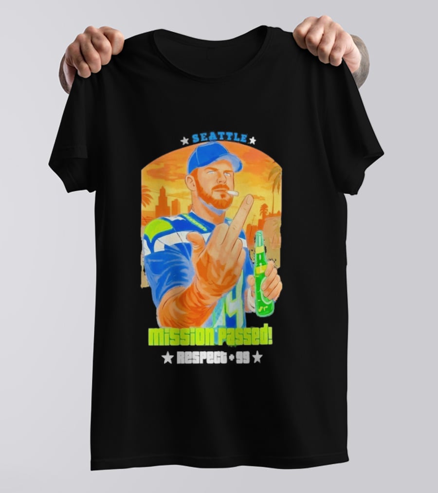 Mission Passed Sam Darnold Seattle Middle Finger Seahawks T-Shirt