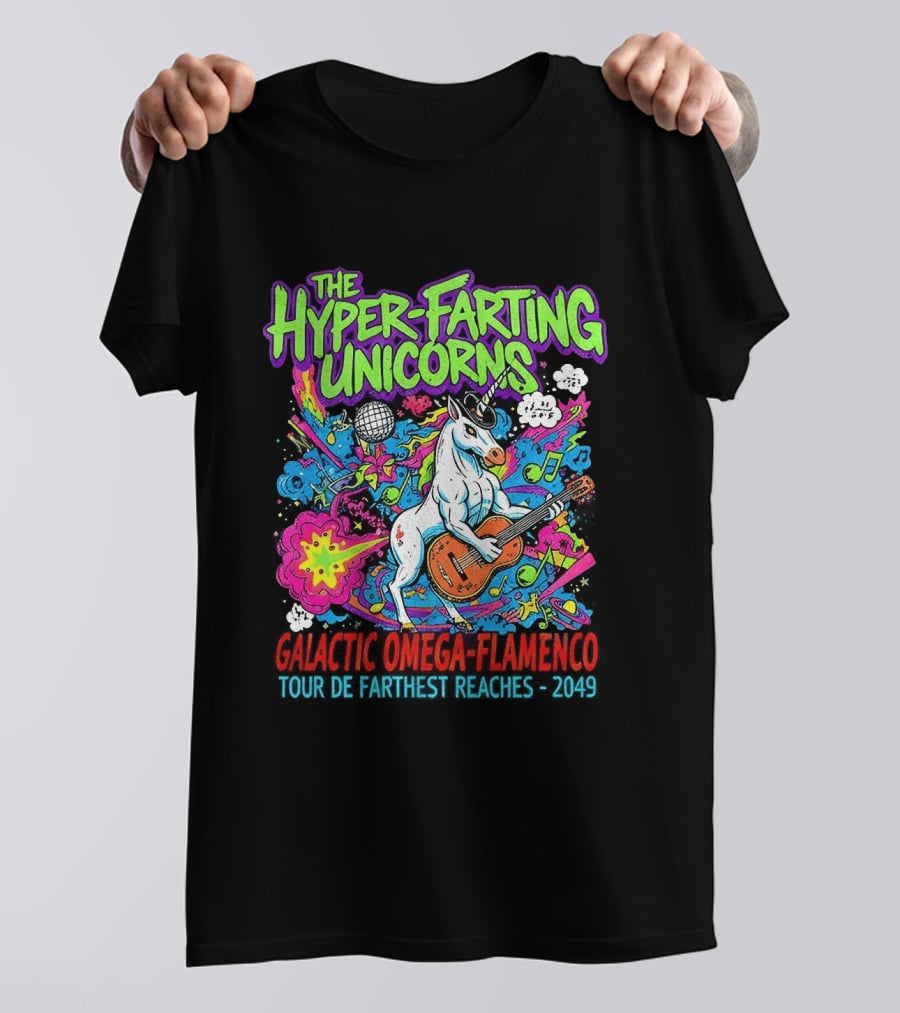 The Hyper Farting Unicorns Galactic Omega Flamenco Tour De Farting Rockers 2019 T-Shirt