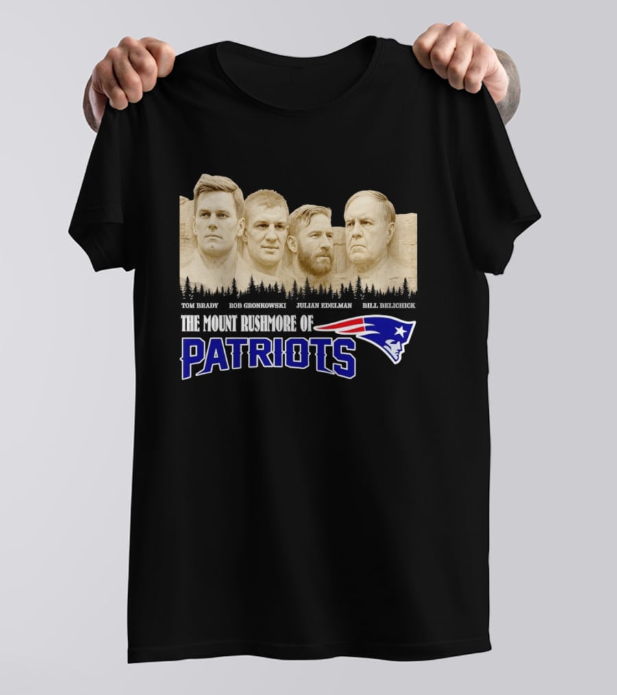New England Patriots Tom Brady Rob Gronkowski Julian Edelman Bill Belichick Mount Rushmore T-Shirt