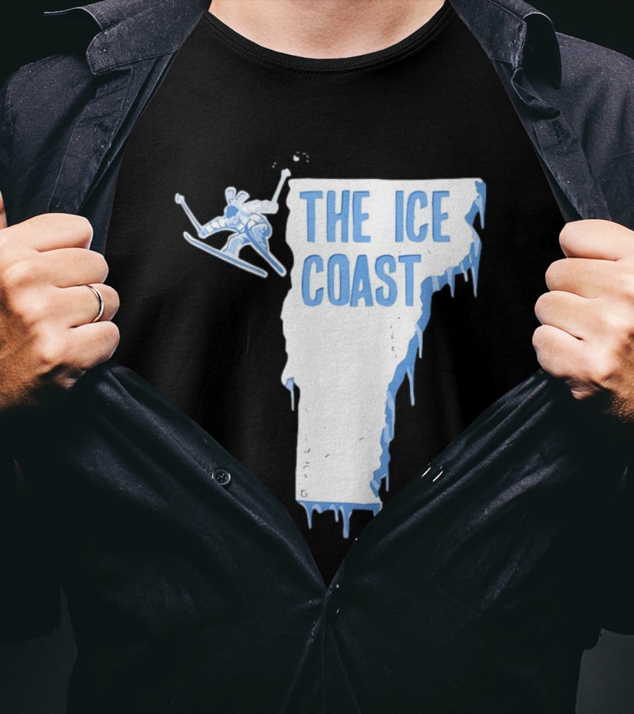 Vermont The Ice Coast Skiing Adventure Map T-Shirt