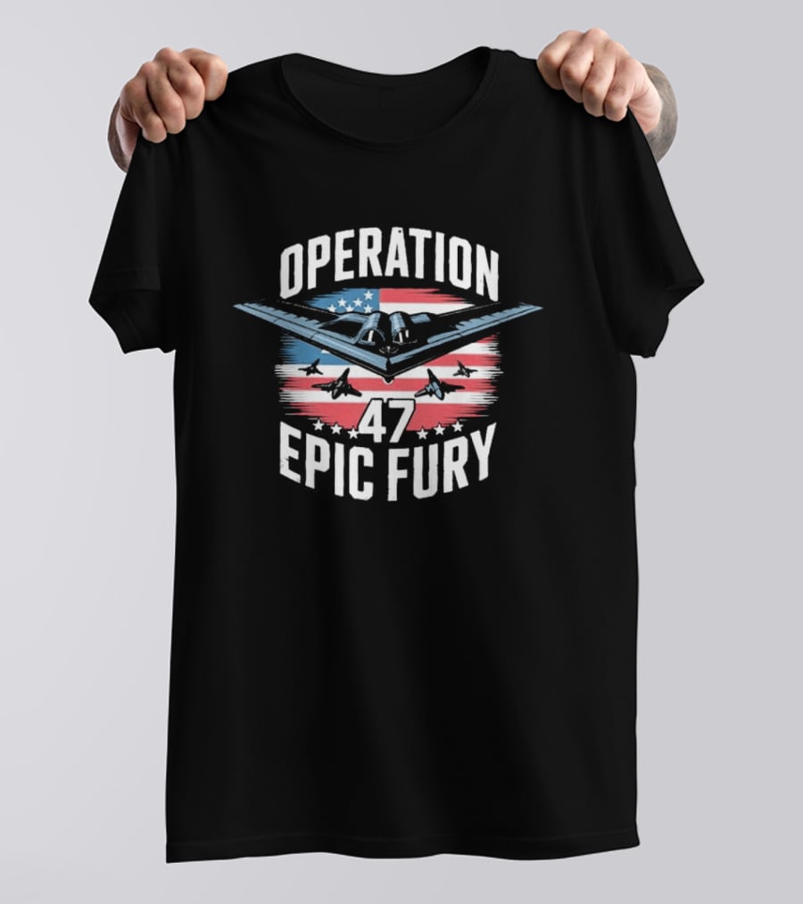 Operation 47 Epic Fury American Flag Stealth Bomber Jets T-Shirt