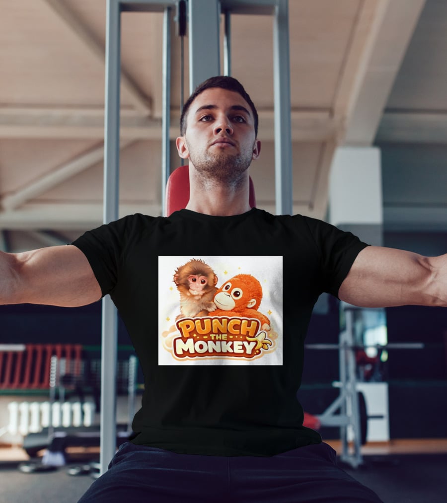 Punch The Monkey Hugging Stuffed Toy Monkey T-Shirt