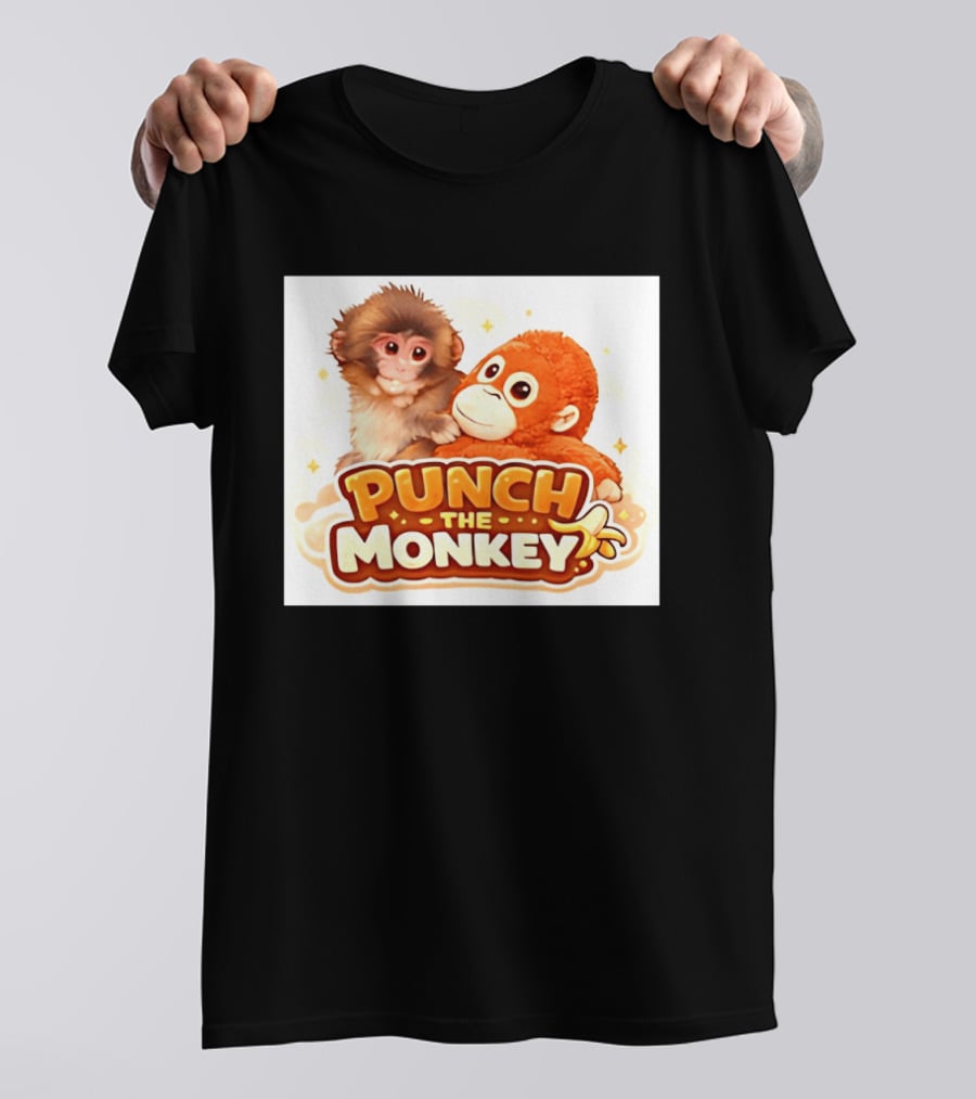 Punch The Monkey Hugging Stuffed Toy Monkey T-Shirt