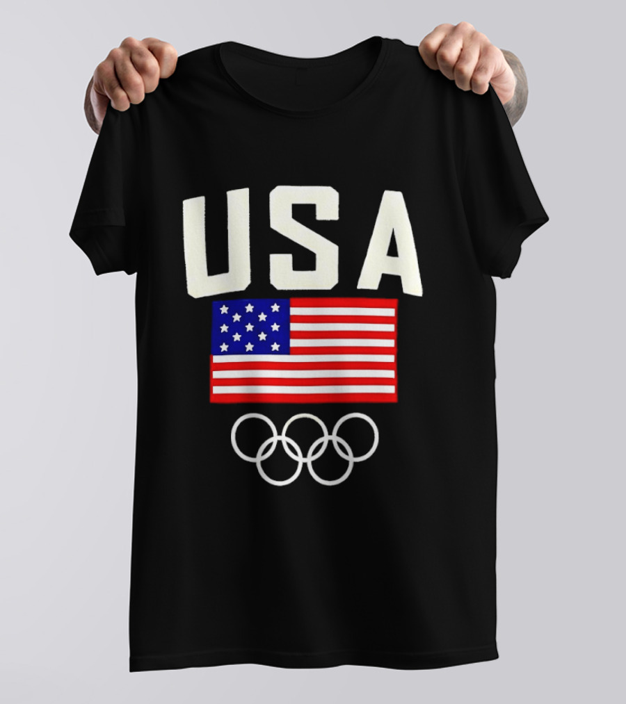 USA Flag Olympic Rings Team USA 2026 Gold T-Shirt