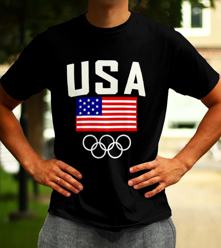 USA Flag Olympic Rings Team USA 2026 Gold T-Shirt