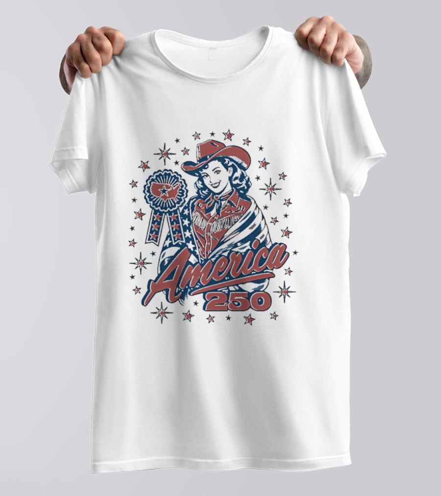 America 250 Western Cowgirl Stars T-Shirt