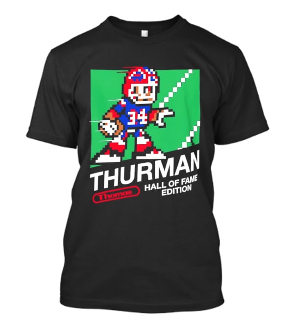 Thurman 34 Hall Of Fame Edition Buffalo Bills Pixel Art Retro Football T-Shirt