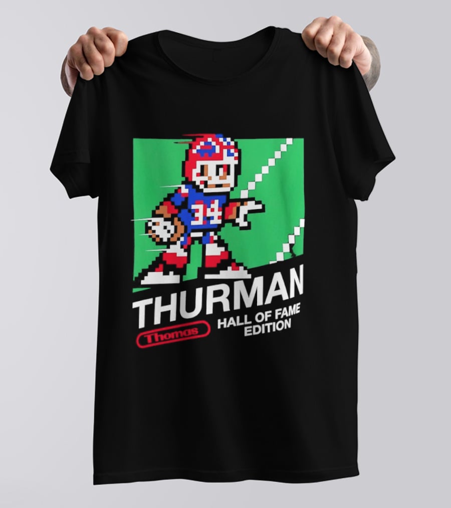 Thurman 34 Hall Of Fame Edition Buffalo Bills Pixel Art Retro Football T-Shirt