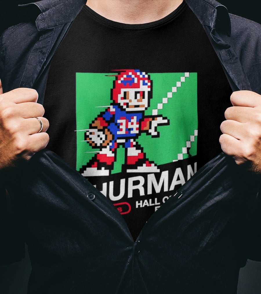 Thurman 34 Hall Of Fame Edition Buffalo Bills Pixel Art Retro Football T-Shirt