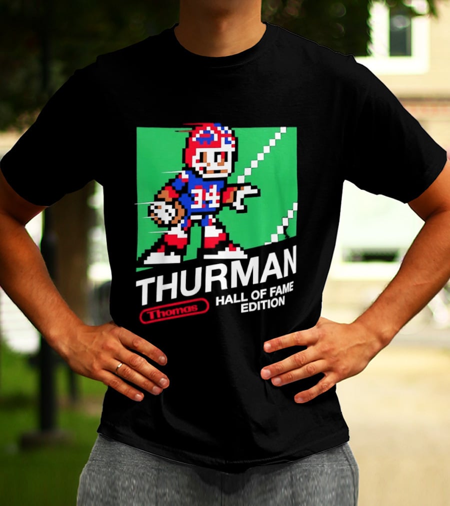 Thurman 34 Hall Of Fame Edition Buffalo Bills Pixel Art Retro Football T-Shirt