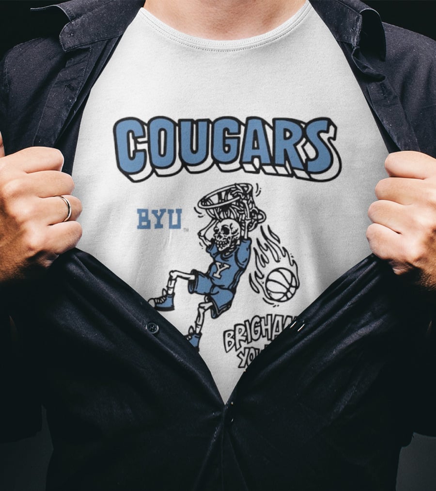 BYU Cougars Skeleton Brigham Young Basketball T-Shirt