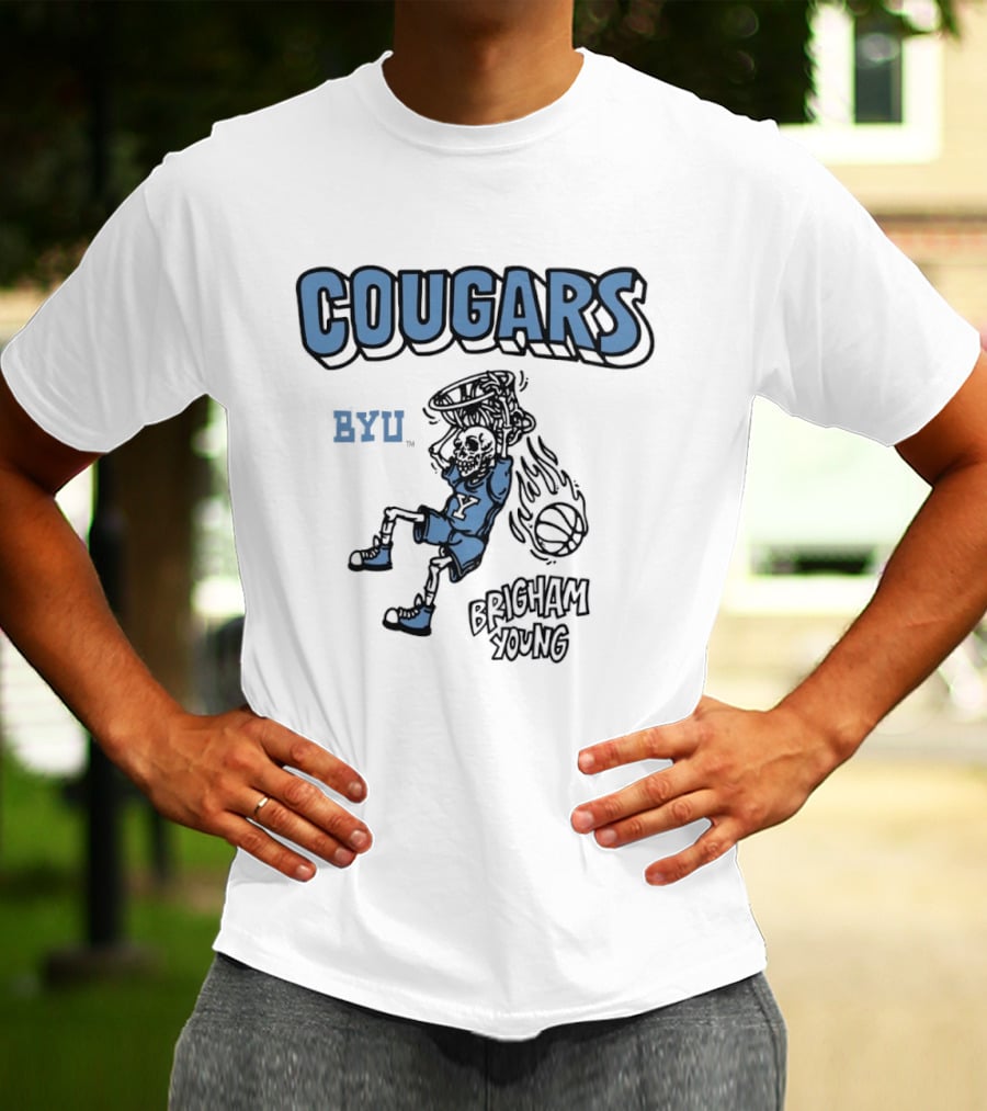 BYU Cougars Skeleton Brigham Young Basketball T-Shirt