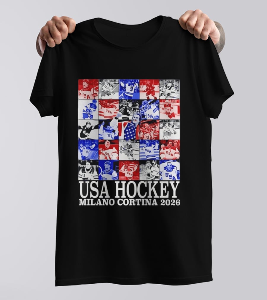 USA Hockey Team Collage Milano Cortina 2026 T-Shirt