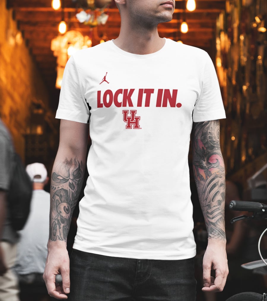 Lock It In Houston Cougars Basketball Jumpman T-Shirt