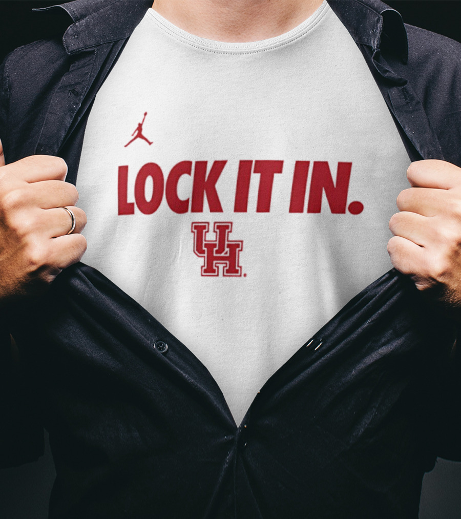 Lock It In Houston Cougars Basketball Jumpman T-Shirt