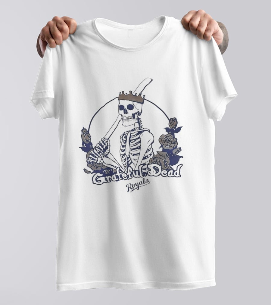 Grateful Dead Skeleton Kansas City Royals Roses T-Shirt