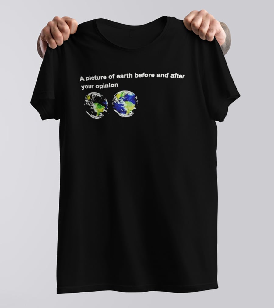 A Picture Of Earth Before And After Your Opinion Earth Globe Humor T-Shirt