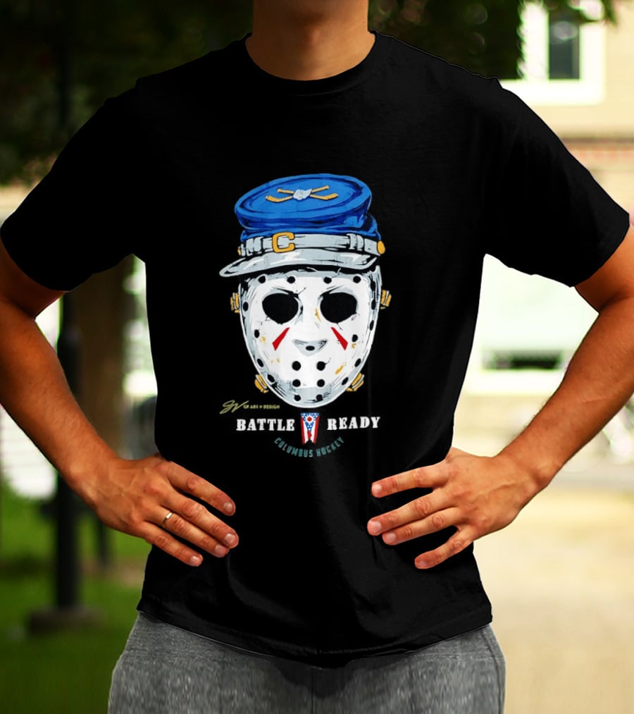 Jason Voorhees Blue Jackets Columbus Hockey Crossover Battle Ready Mask T-Shirt