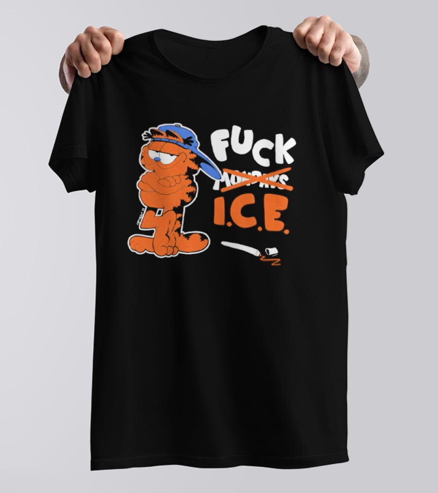 F*** ICE Orange Cat With Blue Hat T-Shirt