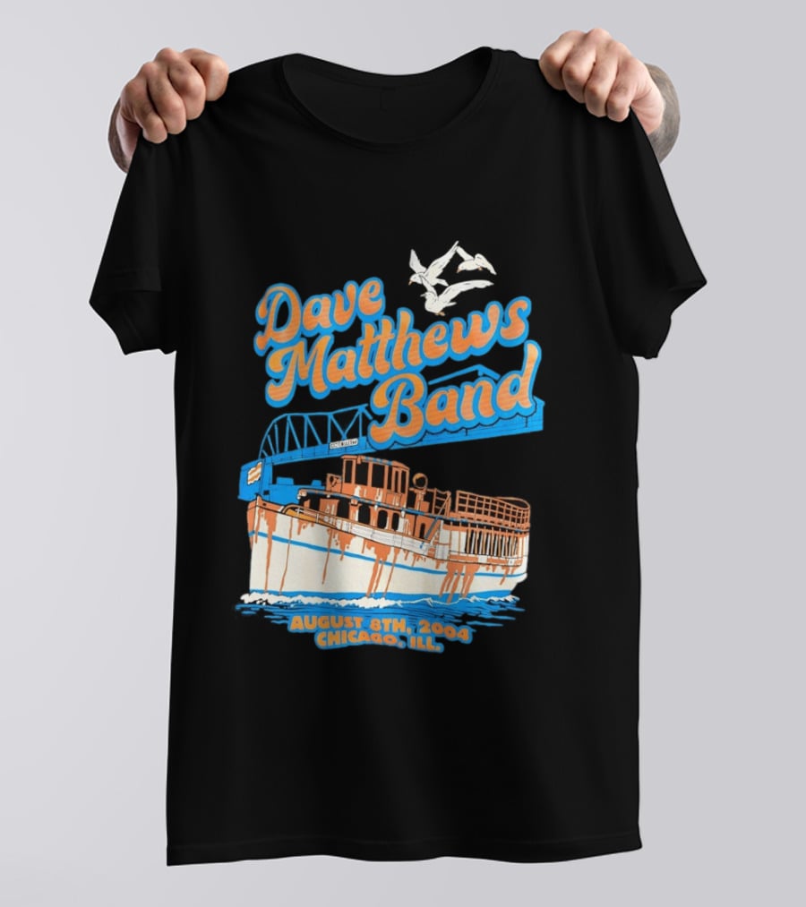 Dave Matthews Band August 8th 2004 Chicago Ill Blue Orange Boat Concert T-Shirt