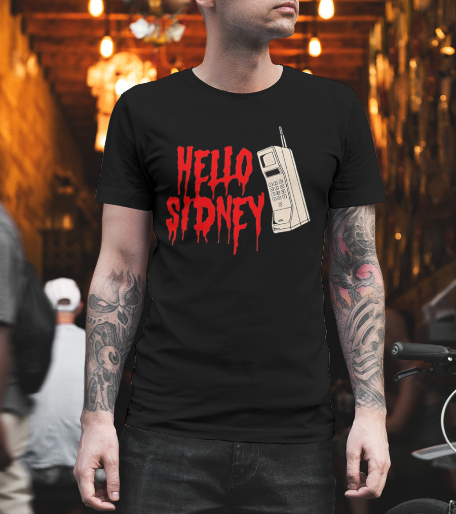 Hello Sidney Scream Movie Vintage Phone Dripping Blood T-Shirt