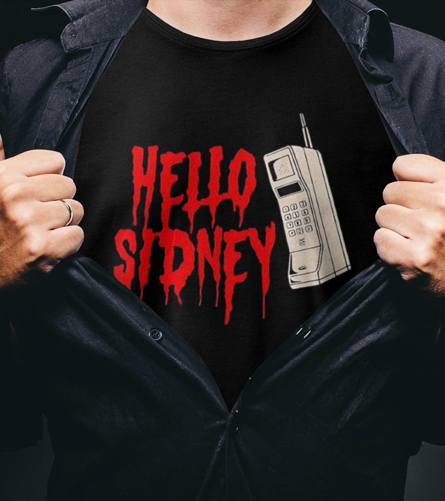 Hello Sidney Scream Movie Vintage Phone Dripping Blood T-Shirt