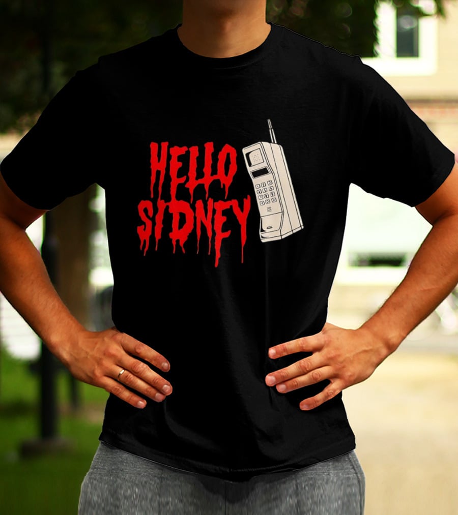 Hello Sidney Scream Movie Vintage Phone Dripping Blood T-Shirt