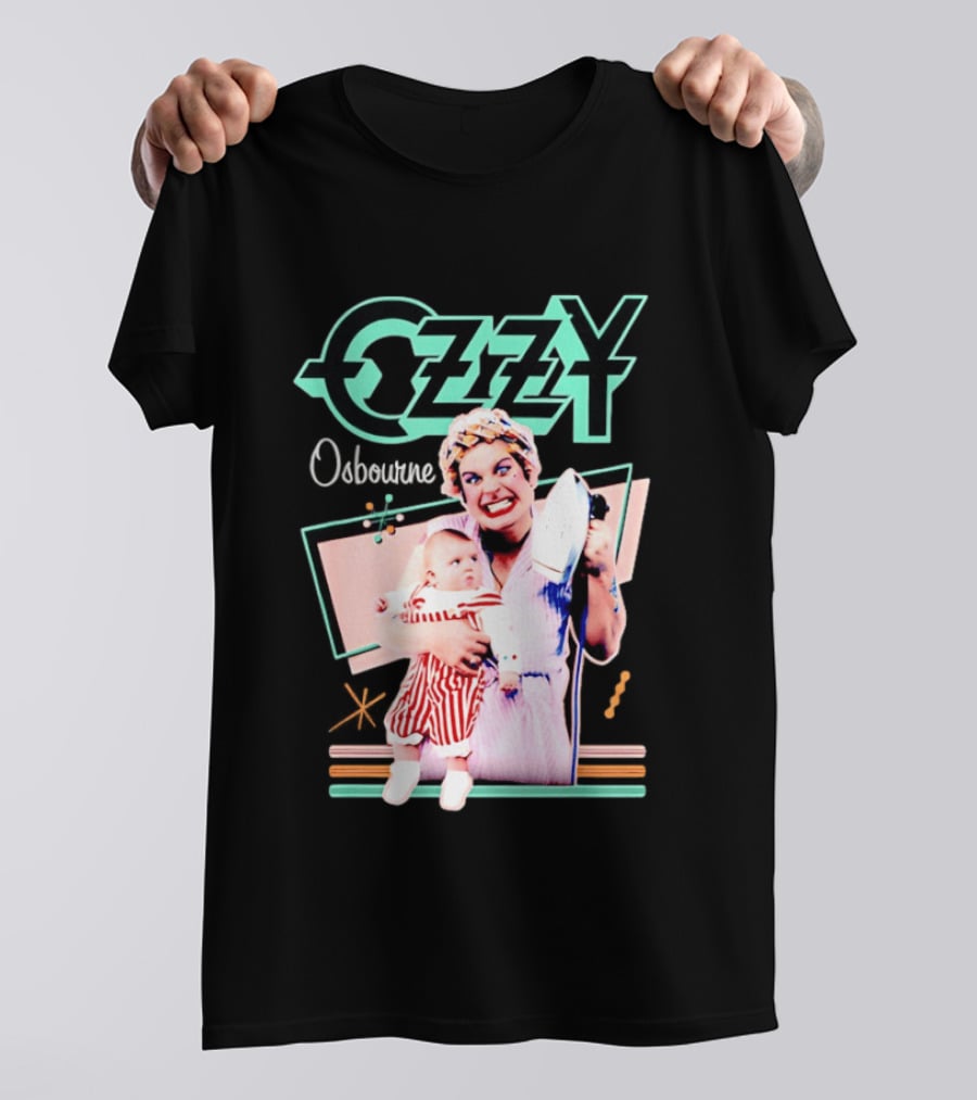 Ozzy Osbourne Retro Woman Holding Baby With Iron T-Shirt